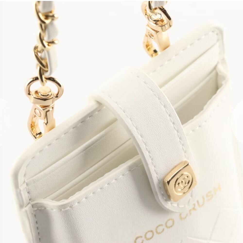 Chanel White Coco Crush Phone Case Crossbody Quilted New - Picture 3 of 5